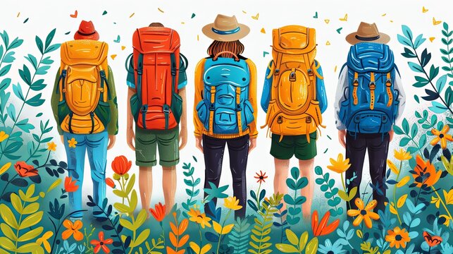 Internal and vocational education, educational tourism concept, Business coach, student group, education abroad. set flat vector modern illustration