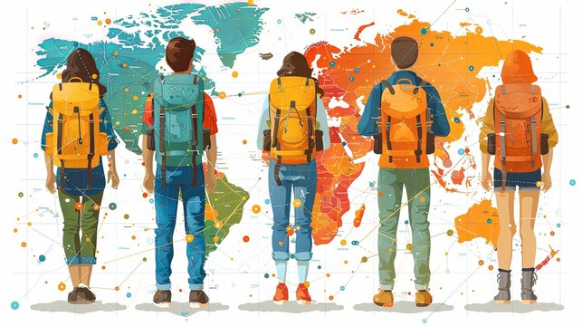 Internal and vocational education, educational tourism concept, Business coach, student group, education abroad. set flat vector modern illustration