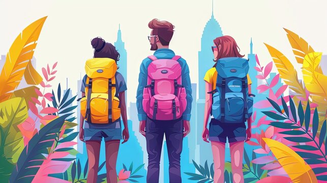 Internal and vocational education, educational tourism concept, Business coach, student group, education abroad. set flat vector modern illustration