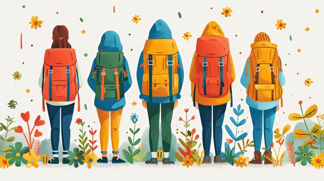 Internal and vocational education, educational tourism concept, Business coach, student group, education abroad. set flat vector modern illustration