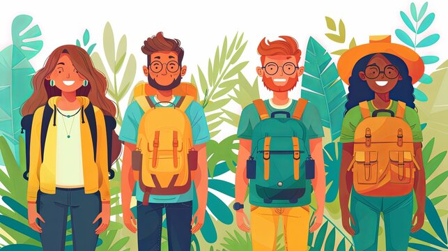 Internal and vocational education, educational tourism concept, Business coach, student group, education abroad. set flat vector modern illustration