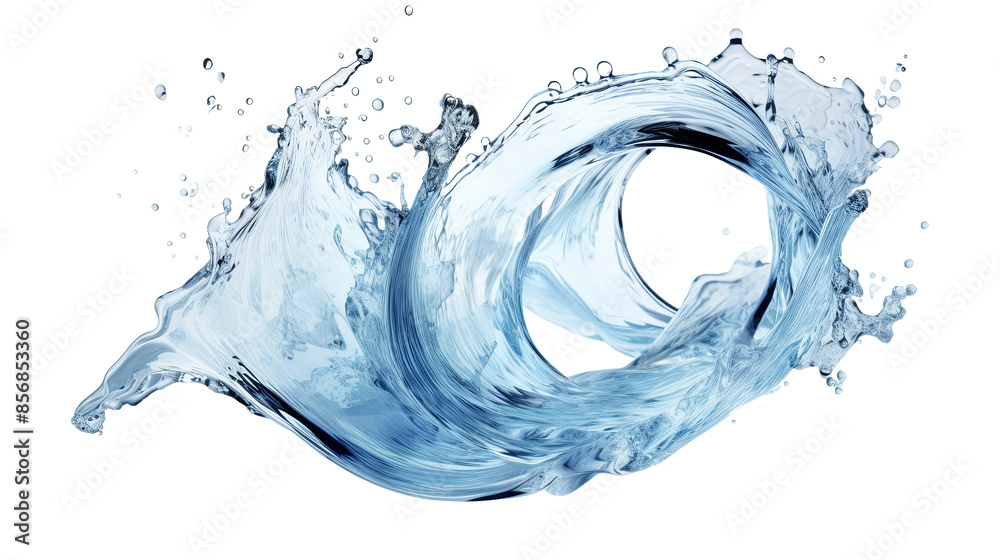 Canvas Prints dynamic water vortex twisting in motion | transparent cutout 3d art | top view splash effect for des
