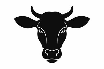 Cow head vector silhouette, Vector of cow head design, Cow silhouette design
