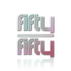 Parola FIFTY-FIFTY  con sfondo colorato gradiente