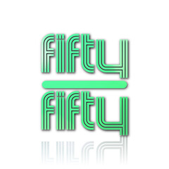 Parola FIFTY-FIFTY  con sfondo colorato gradiente