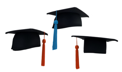 Graduated from university and college isolated white background. university or collage caps,  ,graduation concept,