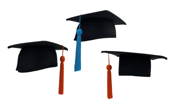 Graduated from university and college isolated white background. university or collage caps,  ,graduation concept,