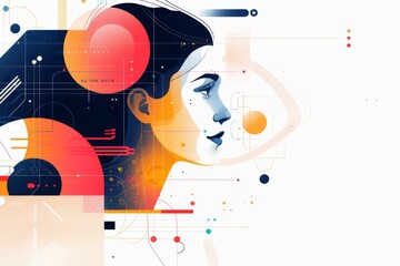 A Digital Portrait of a Woman in a Geometric World