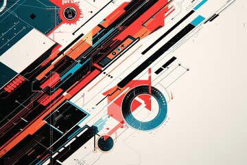 Obraz premium A Digital Symphony of Geometric Shapes and Vibrant Colors