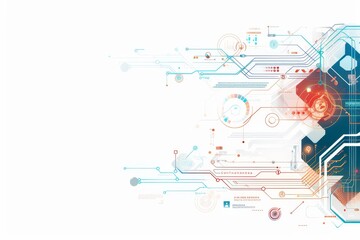 Obraz premium Abstract Digital Network Design With Interconnected Circuits and Glowing Nodes