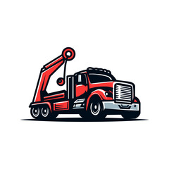Truck Towing Red Logo Design Vector