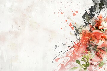 Naklejka premium Abstract Watercolor Splashes of Red and Black With Hints of Green