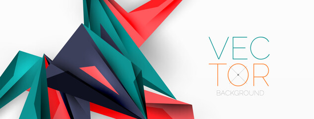 Minimal geometric abstract background. Low poly dynamic triangle design. Trendy techno business template for wallpaper, banner, background or landing