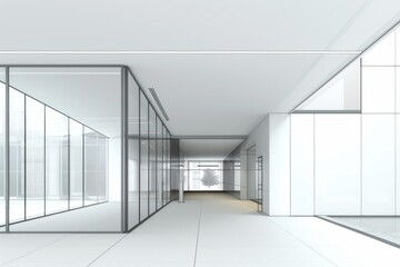 Fototapeta premium A Glimpse Into a Modern Office Space Through Glass Walls