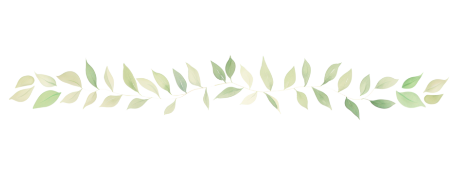 PNG Green leaves as divider line watercolour illustration backgrounds pattern plant.