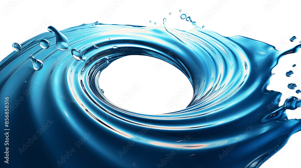 Wall mural dynamic water vortex swirl on transparent background - abstract 3d digital art illustration.