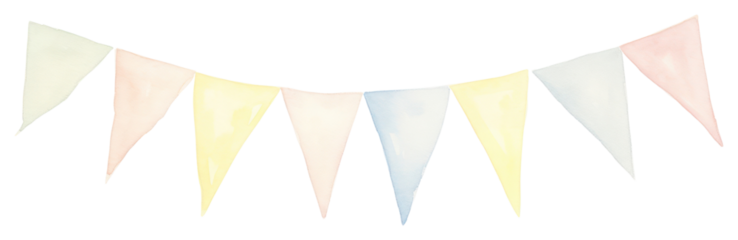 PNG Party flags lines as divider line watercolour illustration white background clothesline celebration.
