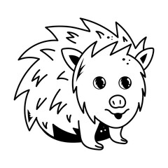 Easy to edit doodle icon of a hedgepig