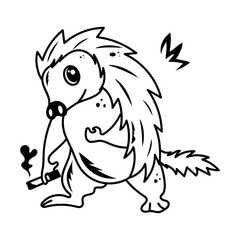 Ready to use doodle icon of porcupine animal 