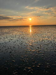 Sonnenuntergang im Wattenmeer