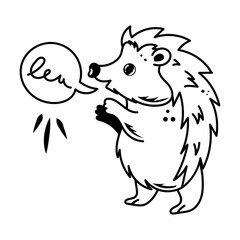 Modern doodle icon of a talking hedgehog
