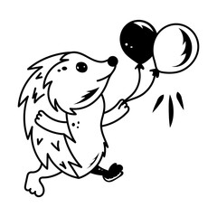 Premium doodle icon depicting hedgehog party 