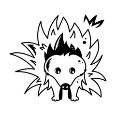 Easy to edit doodle icon of a cute hedgehog 