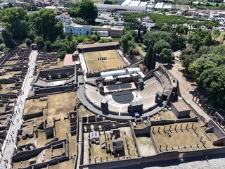 aerial view of Teatro Grand.  Pompeii. Italy