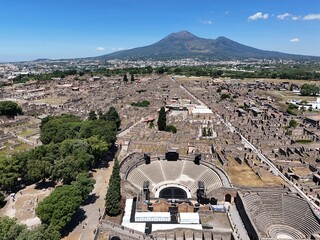aerial view of Teatro Grand.  Pompeii. Italy