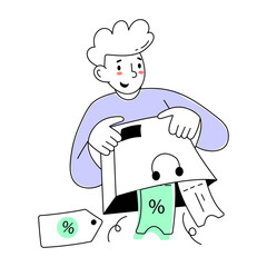 Doodle mini illustration of discount coupons 