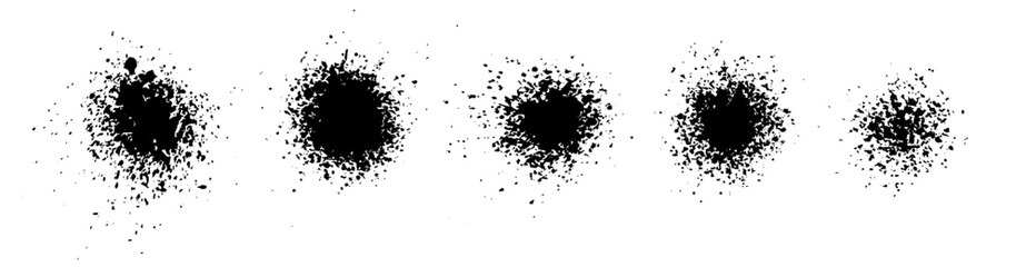 Salt, sugar or sand splatter. Set of vector specs, dust particles, tiny granules of salt or sugar. Grainy texture round shape splashes. Abstract food spice elements isolated on transparent background