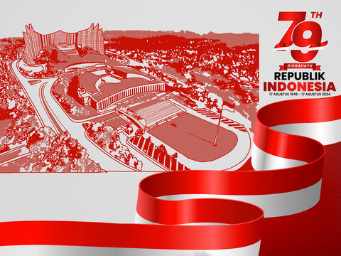 Illustration design for the celebration of Indonesia's 79th Independence Day, with a sketch concept of IKN Nusantara as the new capital city of Indonesia. 
Indonesian Independence day.