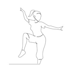Woman dancing hip hop continuous line drawing of a woman energetic hip-hop dancer practicing.