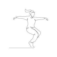 Woman dancing hip hop continuous line drawing of a woman energetic hip-hop dancer practicing.