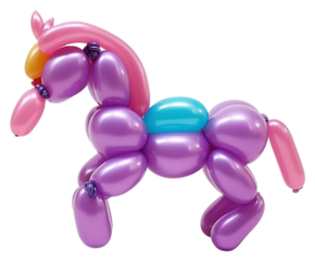 PNG A balloon twisting in the shape of a horse purple white background representation.
