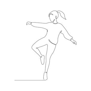 recommend clip art: Woman dancing hip hop continuous line drawing of a woman energetic hip-hop dancer practicing.
