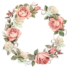 PNG Vintage rose circle frame pattern flower plant.