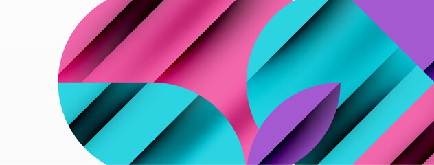 Obraz premium Circle and line geometric background. Round shapes with diagonal lines composition for wallpaper, banner, background or landing