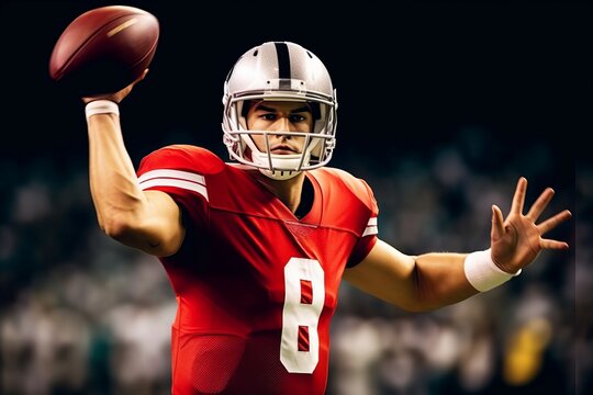 football quarterback preparing to throw pass
