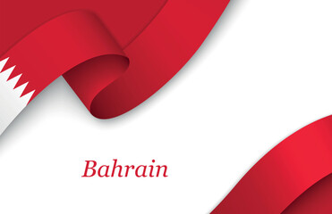 Ribbon with fllag of Bahrain on white background