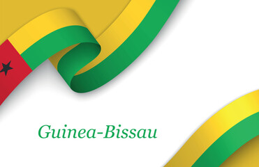 Ribbon with fllag of Guinea-Bissau on white background