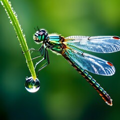 blue dragonfly on a leaf