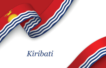 Ribbon with fllag of Kiribati on white background