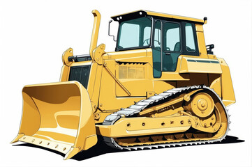 yellow bulldozer isolated vector style