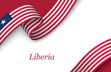 Ribbon with fllag of Liberia on white background