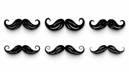 Iconic black mustache on a clean white background, part of a set of mustache icons.