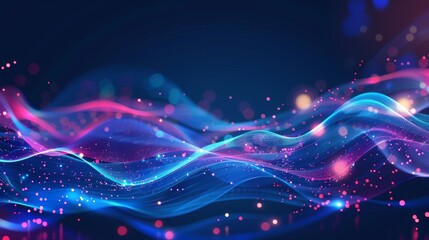 Obraz premium Make a digital waveform with glowing dots and lines for a futuristic and sophisticated style