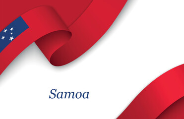 Ribbon with fllag of Samoa on white background