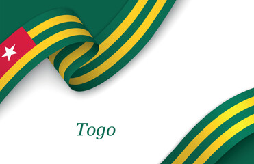 Ribbon with fllag of Togo on white background