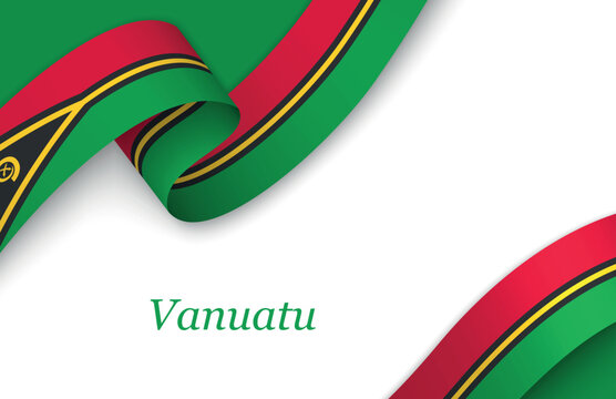 Ribbon with fllag of Vanuatu on white background